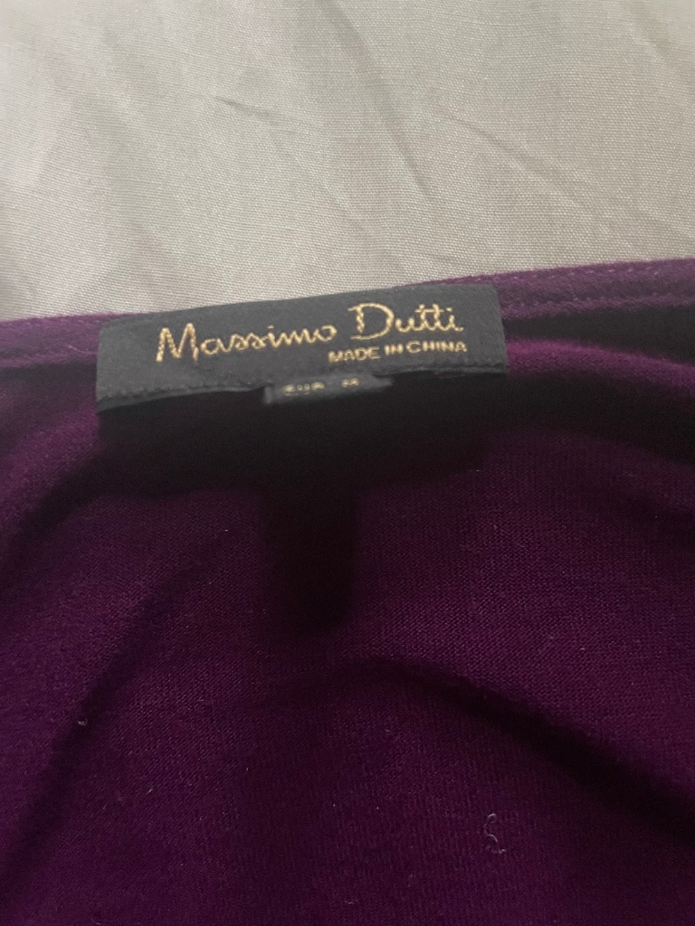 Massimo Dutti Purple V-Neck Button-Front Long Sleeve Top
